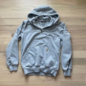 Carhartt Men’s Light Grey Rain Defender Loose Fit Heavyweight 1/4 Zip Hoodie